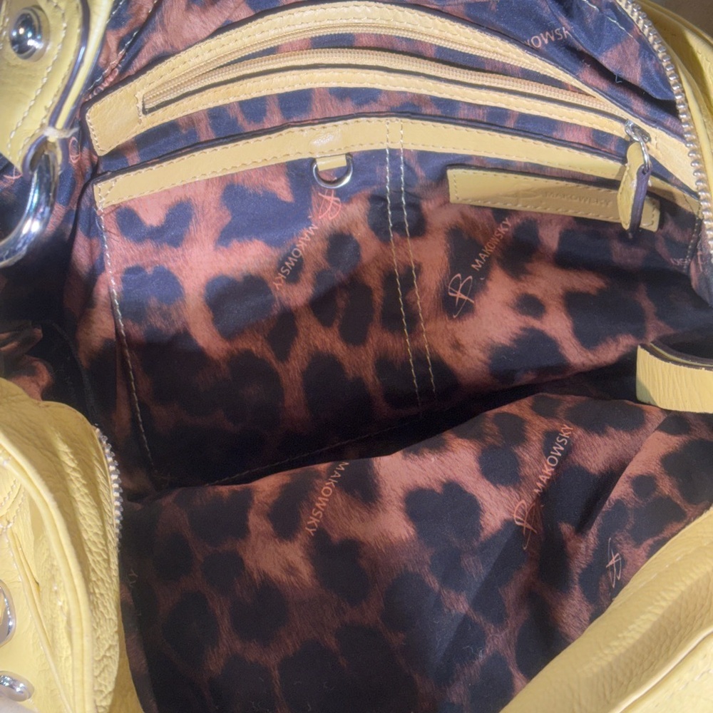 B. Makowsky Yellow Leather Hobo Shoulder Bag - Picture 5 of 13